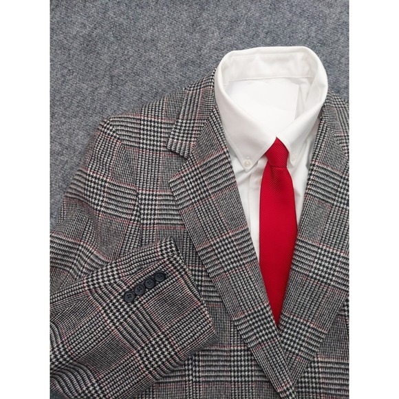 DiBenedetto Camel Hair Blazer Mens 40 Regular Gray Glen Plaid Sportcoat